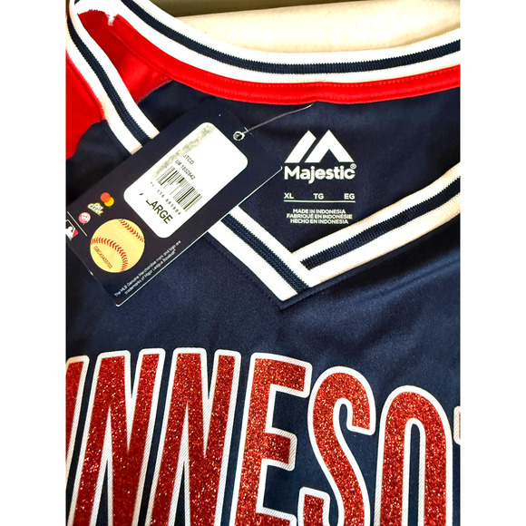 Minnesota Twins Jersey NWT Majestic V Neck Pullover Womens XL MLB Glitter Print - Picture 4 of 6